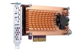 Плата расширения/ QNAP QM2-2S-220A Dual M.2 22110/2280 SATA SSD expansion card (PCIe Gen2 x2), Low-profile bracket pre-loaded, Low-profile flat and Full-height are bundled (shorter version to support TVS-x82/TS-x77 PCIe slot 2 & slot 3)