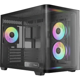 Корпус ПК без блока питания/ Case Ocypus Iota C50 Curve BK ARGB, Mini-Tower, TG, 3x120mm ARGB, 2xUSB-A 3.0 + 1xUSB-C, mATX, mITX Black