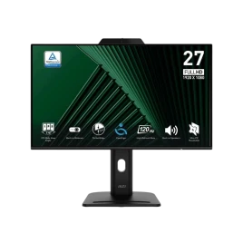 Монитор/ MSI PRO MP272PMG 27" 1920x1080, IPS, 120Hz, Webcam, 4ms, 100M:1, 300cd, VGA, HDMI, DP, 3xUSB, Speaker, H. adj, Pivot, VESA, 1y, Black