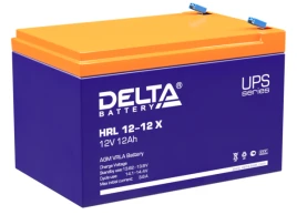 Батарея DELTA серия HRL-X, HRL 12-12 X, напряжение 12В, емкость 12Ач (разряд 10 часов),  макс. ток разряда (5 сек.) 160А, макс. ток заряда 3.6А, свинцово-кислотная типа AGM, клеммы F2, ДxШxВ 151х98х95мм., вес 3.85кг., срок службы 12 лет./ Battery DELTA se