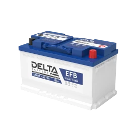 Аккумуляторная батарея для автомобилей/ DELTA серия  START MASTER, DELTA START MASTER 85 Ah EFB, напряжение 12В, емкость 85 Ач (разряд 20 часов; 10.5В), пусковой ток: 820А, полярность обратная ( - +),  тип EFB;Pb (свинцово-кислотный), клеммы: Болт,  ДxШxВ