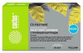 -/ Картридж струйный Cactus CS-F6U18AE 953XL желтый (26мл) для HP OJ Pro 7740/8210/8218/8710/8715
