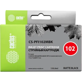 -/ Картридж струйный Cactus CS-PFI102MBK черный матовый (130мл) для Canon iPF500/iPF600/iPF700/ MFP M40