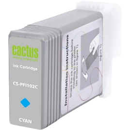 -/ Картридж струйный Cactus CS-PFI102C синий (130мл) для Canon IP iPF500/iPF600/iPF700/ MFP M40/iPF765/
