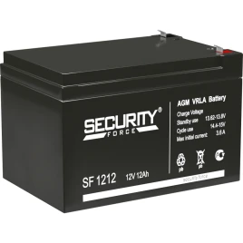 Батарея SECURITY FORCE серия SF, SF 1212, напряжение 12В, емкость 12Ач (разряд 20 часов),  макс. ток разряда (5 сек.) 16.2А, макс. ток заряда 3.6А, свинцово-кислотная типа AGM, клеммы F2, ДxШxВ 151х98х95мм., вес кг., срок службы 3-5 лет./ Battery SECURITY