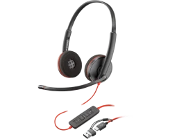 Гарнитура проводная/ Poly Blackwire 3220 Stereo USB-C Headset +USB-C/A Adapter (Bulk)