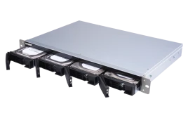 Полка расширения сетевого хранилища без дисков/ SMB QNAP TL-R400S SATA 6GB/s JBOD storage enclosure, 4-tray 3,5"/2,5" w/o HDD, 1 x SFF-8088, 1 PSU. Rackmount. W/o rail kit RAIL-B02
