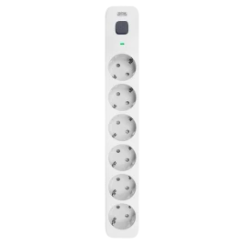 Фильтр-удлинитель PowerCom SP-06W 5.0M, 6 розеток, белый, 16А, 4кВт, 380Дж, защитные шторки, защита от КЗ, перегрузки, ВЧ и импульсных помех, кабель 3x1.5 мм2, ШхГхВ 338.5х50х40.2 мм, вес 0.82 кг./ Surge protector PowerCom SP-06W 5.0M, 6 sockets, white, 1