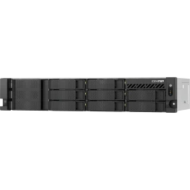 Сетевое хранилище без дисков/ ENTERPRISE QNAP TS-855eU-RP-8G NAS 8 HDD trays, 2 x M.2 2280 (PCIe Gen 3 x 4), 2x 2.5 GbE, rackmount, 2 PSU. Intel Atom C5125 8-core processor, 2.8GHz, 8 GB SODIMM DDR4 (1 x 8 GB) up to 64 GB ( 2 x 32 GB). W/o rail kit RAIL-B