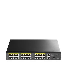Коммутатор/ 24-Port 10/100M PSE RJ-45 +2 Gigabit RJ- 45 +1SFP Port with 24 POE Ports Switch with Built-in power supply, support 16-port IEEE 802.3at PoE+ Injector, Rack-mountable Steel case, 300W Internal