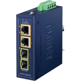 медиа конвертер/ PLANET IP30 Compact size 2-Port 100/1000X SFP + 2-Port 10/100/1000T 802.3at PoE+ Media Converter (-40~75 degrees C, dual 48~54V DC, max. 60W PoE budget)