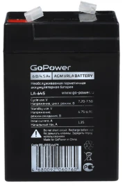 Аккумулятор свинцово-кислотный GoPower LA-645 6V 4.5Ah