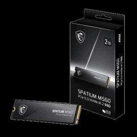 MSI SSD SPATIUM M560, 2000GB, M.2(22x80mm), NVMe, PCIe 5.0 x4, 3D TLC, R/W 10300/8700, IOPs 1 300 000/1 400 000,TBW 1200, DWPD 0.66 (5 лет)