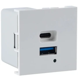 Donel USB зарядное устройство, 3A , 65W, Type A + C, 2 мод., бел. (45х45мм)