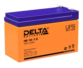 Батарея DELTA серия HR, HR 12-7,2, напряжение 12В, емкость 7.2Ач (разряд 20 часов),  макс. ток разряда (5 сек.) 105А, макс. ток заряда 2.16А, свинцово-кислотная типа AGM, клеммы F2, ДxШxВ 151х65х94мм., вес 2.5кг., срок службы 8 лет./ Battery DELTA series
