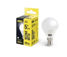 Лампа LED G45 шар 5Вт 230В 4000К E14 IEK