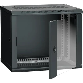 19" настенный шкаф 6U 600x450, стекл. передняя дверь, черный (плоск. упак)