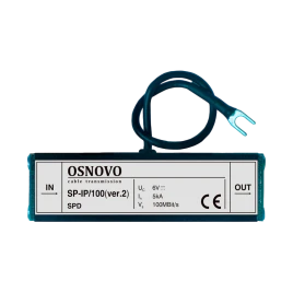 Грозозащита IP-сетей/ SP-IP/100(ver.2) Устройство грозозащиты для локальной вычислительной сети (скорость до 100 Мб/с), 1 вход (RJ45-мама), 1 выход (RJ45-мама).