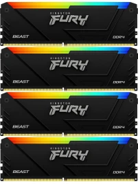 Память оперативная/ Kingston 32GB 3200MT/s DDR4 CL16 DIMM (Kit of 4) FURY Beast RGB