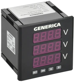 Вольтметр цифр. щит. 3-ф. 96х96 LED GENERICA
