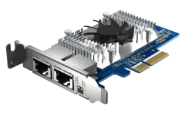 Сетевая карта/ QNAP QXG-10G2T-X710 LAN Expansion Card, PCIe Gen3 x4, Two 10GbE (10G / 5G / 2.5G / 1G / 100M)) Ports with SR-IOV and iSCSI, Block-based, Supports Multiple Virtual Disk Modes