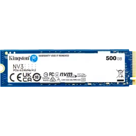 Твердотельный накопитель/ Kingston SSD NV3, 500GB, M.2(22x80mm), NVMe, PCIe 4.0 x4, 3D TLC, R/W 5000/3000MB/s, TBW 160, DWPD 0.2 (60 мес)