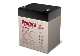 Батарея Ventura серия GP, GP12-5, напряжение  12B, емкость 5Ач (разряд 20 часов), макс. ток заряда 1.5А,  свинцово-кислотная типа AGM,  клеммы  T2, ДШВ  90х70х107мм, вес 1.65кг/ Ventura battery GP series, GP12-5, voltage 12V, capacity 5Ah (discharge 20 ho