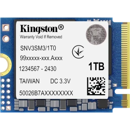 Твердотельный накопитель/ Kingston SSD NV3, 1000GB, M.2(22x30mm), NVMe, PCIe 4.0 x4, 3D TLC, R/W 6000/4000MB/s, TBW 320, DWPD 0.2 (60 мес)