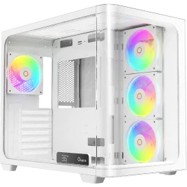 Корпус ПК без блока питания/ Case Ocypus Iota C70 Curve WH ARGB, Midi-Tower, TG, 4x120mm ARGB, 2xUSB-A 3.0 + 1xUSB-C 3.1, ATX, mATX, mITX White