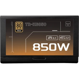 Блок питания 850W/ Power Supply Thermalright, 850W 80+ Gold (ATX, 3.1, PCIe 5.1, Full modular, 1x24(20+4)pin, 2xCPU 8(4+4)pin, 2xPCIe*2 8(6+2)pin, 1x12V-2x6, 8xSATA3, 3xMOLEX4pin, Active, 120x120mm, 150x140x86mm, APFC, OVP, UVP, SCP, OCP, OTP, OPP, black)