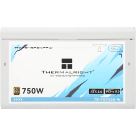 Блок питания ПК/ Power Supply Thermalright, 750W 80+ Gold (ATX, 3.0, PCIe 5.0, Non-modular, 1x24(20+4)pin, 1xCPU 8(4+4)pin, 2xPCIe*2 8(6+2)pin, 5xSATA3, 1x12+4pin (12VHPWR PCIe 5.0 12+4pin 600mm), 3xMOLEX4pin, Active, 120x120mm, 150x140x86mm, APFC, white)