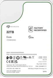 Жесткий диск/ HDD Seagate SATA3 22Tb Exos 7200 512Mb OFFICIAL RECERTIFIED MTBF - 2.5M hrs 1 year warranty (replacement ST22000NM001E, ST20000NM002C, MG10AFA22TE)