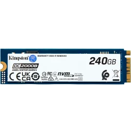 Твердотельный накопитель/ Kingston SSD DC2000B 240GB, M.2 22x80mm, NVMe, PCIe Gen 4x4, 3D TLC, R/W 4500/400MB/s, IOPs 260 000/18 000, TBW 175, DWPD 0.4 (12 мес)