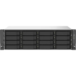 Сетевое хранилище без дисков/ SMB QNAP TS-1673AU-RP-16G NAS 16 HDD trays, 2x 2.5 GbE, rackmount, 2 PSU. 4-core AMD V1500B 2,2 GHz,,RAM 16 GB (1 x 16 GB) up to 32 GB (2 x 16 GB). W/o rail kit RAIL-B02