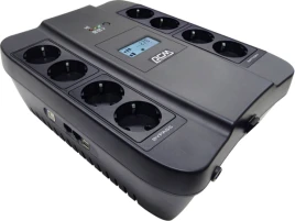 ИБП SPD-1100U LCD, линейно-интерактивный, цифровой дисплей,  1100 ВA, 605 Вт, 4 евророзетки с резервным питанием, 4 евророзетки с фильтрацией, USB,  защита RJ45/RJ11, батарея свинцово-кислотная 12В 9Ач, ШхГхВ 285х232х103мм, 7.8 кг/ UPS SPD-1100U LCD, line