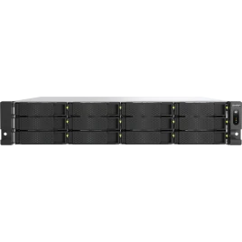 Сетевое хранилище без дисков/ ENTERPRISE QNAP TS-h1277AXU-RP-R5-16G QuTS hero NAS RAID, 12x3.5 "/ 2.5" bays, 2 x M.2 2280 PCIe Gen 5 x2 slots, 2x2.5GbE RJ-45 ports, 2x10 GbE 10GBASE-T, 2U Rackmount, 2 power supplies. 6-core/12-thread AMD Ryzen 5