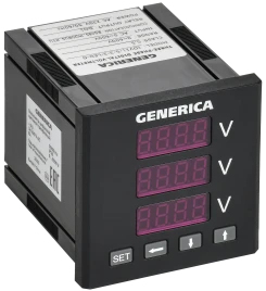 Вольтметр цифр. щит. 3-ф. DO RS-485 72х72 LED GENERICA