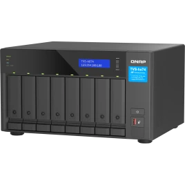 Сетевое хранилище без дисков/ ENTERPRISE QNAP TVS-h874-i7-32G QTS hero NAS, 8 x 3.5 "/ 2.5", 2 x M.2 NVMe, Intel Core i7 12-core (8P+4E) /20-thread 32 GB  DDR4 (2 x 16 GB) up to 64 GB ( 2 x 32 GB), 2x 2.5 GbE BASE-T, HDMI port