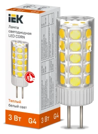Лампа LED CORN капсула 3Вт 12В 3000К керамика G4 IEK