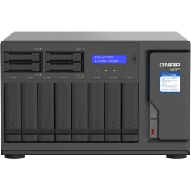 Сетевое хранилище без дисков/ ENTERPRISE QNAP TVS-h1288X-W1250-16G NAS, Intel Xeon W-1250 6-core 3.3 GHz processor (up to 4.7 GHz), 16 GB ECC UDIMM DDR4 (2 x 8 GB) up to 128 GB (4 x 32 GB), 12-tray (8x3.5" + 4x2.5" SATA HDD/SSD),  2 x M.2 22110/