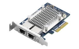 Сетевая карта/ QNAP QXG-5G2T-111C PCIe Gen3 x2, Dual-port 4-speed 5 GbE network expansion card (5Gbps/ 2.5Gbps/ 1Gbps/ 100Mbps)  Low-profile bracket pre-installed; full-height and specialized brackets are bundled