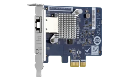 Сетевая карта/ QNAP QXG-5G1T-111C PCIe Gen2 x1, Single-port 4-speed 5 GbE network expansion card (5Gbps/ 2.5Gbps/ 1Gbps/ 100Mbps)  Low-profile bracket pre-installed; full-height and specialized brackets are bundled