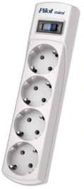 Сетевой фильтр Pilot Mini 4 розетки (евро с заземлением), 10А/2.2кВа, автомат, 1.8 м/ Surge protector Pilot Mini 4 euro outlets, 10A / 2.2kVt, automatic circuit-breaker, 1.8 m