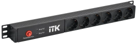 ITK PDU с АВР 6 розеток Schuko 1U без шнура 2 вх. C14
