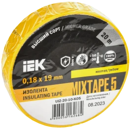 MIXTAPE 5 Изолента 0,18х19мм желтая 20м IEK