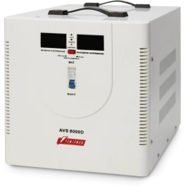 Стабилизатор POWERMAN AVS 8000D, ступенчатый регулятор, цифровые индикаторы уровней напряжения, 8000ВА, 140-260В, максимальный входной ток 40А, клеммная колодка, IP-20, напольный,  410мм х 280мм х 310мм, 13.5 кг./ Stabilizer POWERMAN AVS 8000D, step-type