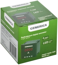 Амперметр цифр. щит. 1-ф. 96х96 LED GENERICA