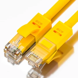 GCR Патч-корд прямой 0.5m UTP кат.5e, желтый, 24 AWG, литой, ethernet high speed 1 Гбит/с, RJ45, T568B