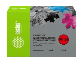 -/ Картридж струйный Cactus CS-PFI120C голубой (130мл) для Canon imagePROGRAF TM-200/TM-205/TM-300/TM-3