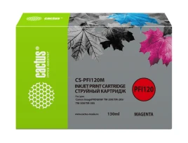 -/ Картридж струйный Cactus CS-PFI120M пурпурный (130мл) для Canon imagePROGRAF TM-200/TM-205/TM-300/TM